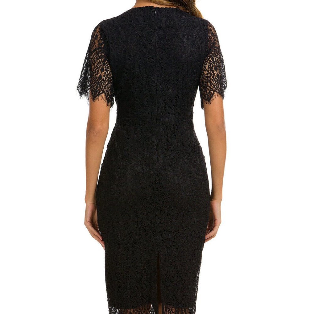 NWT MSLG BLACK FLORAL LACE DRESS SMALL - Picture 2 of 4